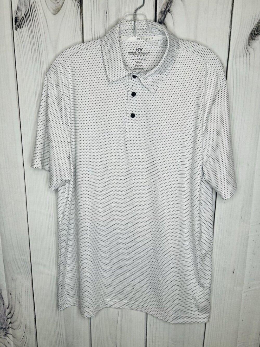Rorie Whelan Golf Polo White With Black Polka Dots Sz Large Jersey Short Sleeve